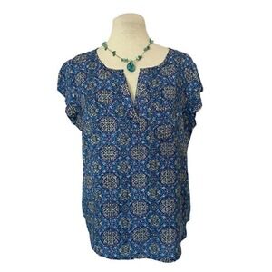 𝅺♥ Willi Smith Short Sleeve Multicolor Blue Purple Top Size M
